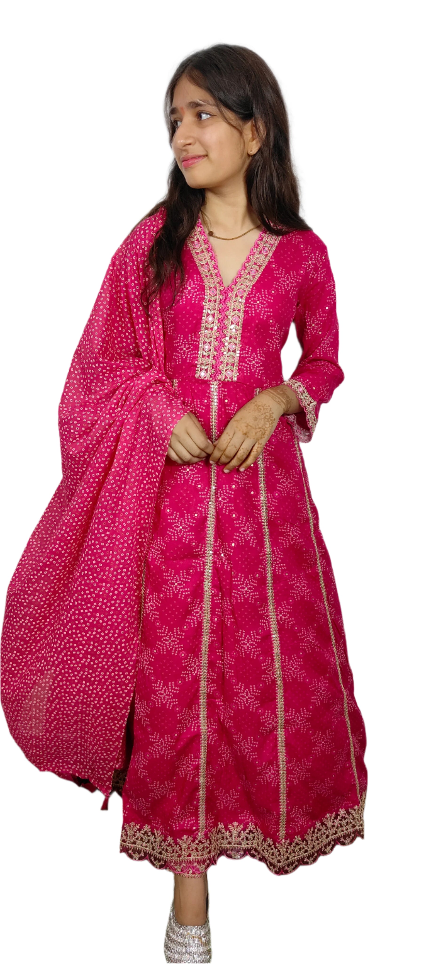 Bright Pink 3 piece Kurta Set (Z083)