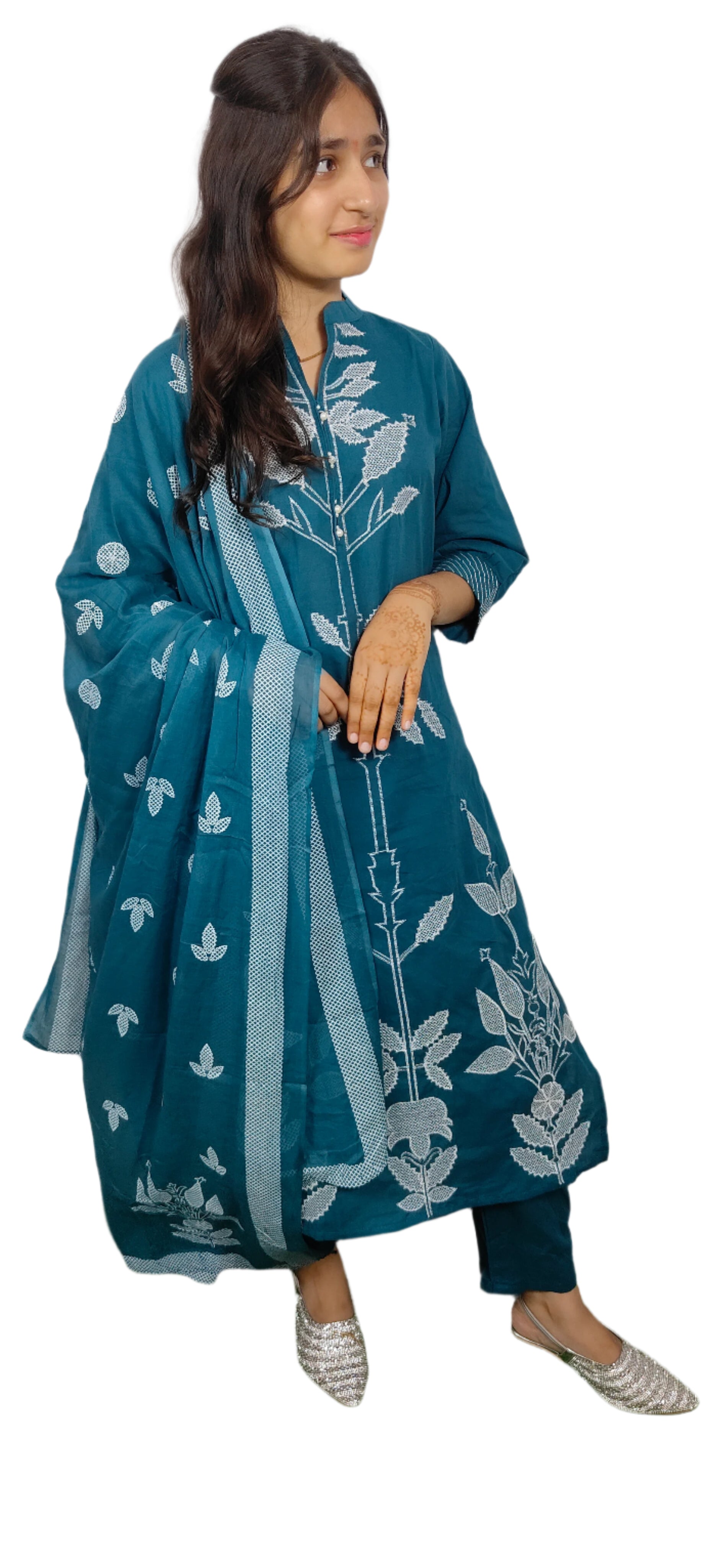 Teal Blue 3 piece Kurta Set (Z089)