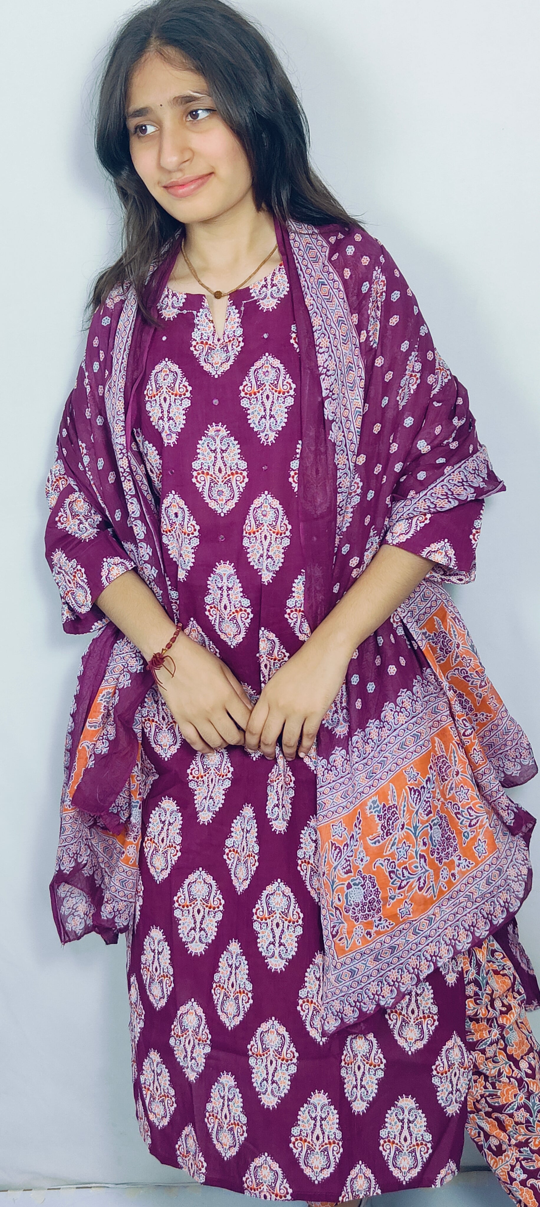 Purple 3 piece Kurta Set (Z0112)