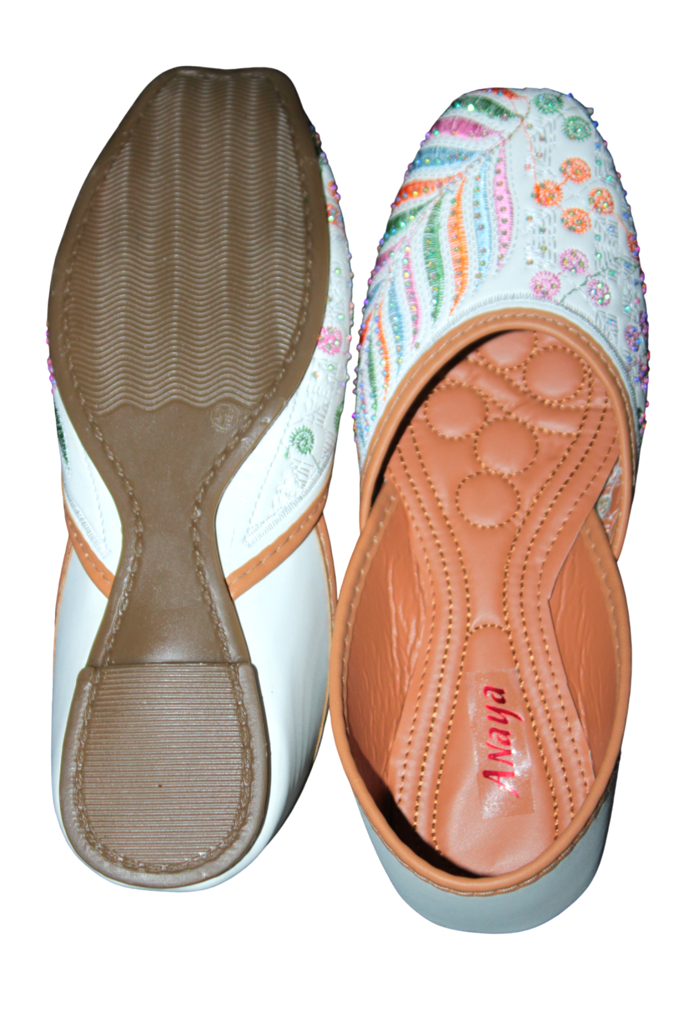 WHITE PUNJABI JUTTI FOR FOMEN