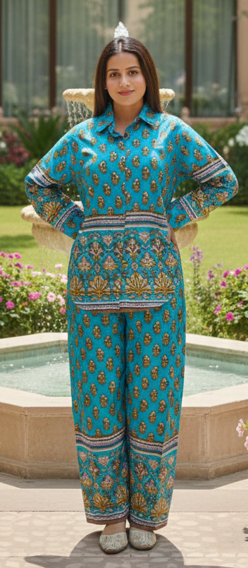 Sky blue colour pure cotton cordset (Z0482)
