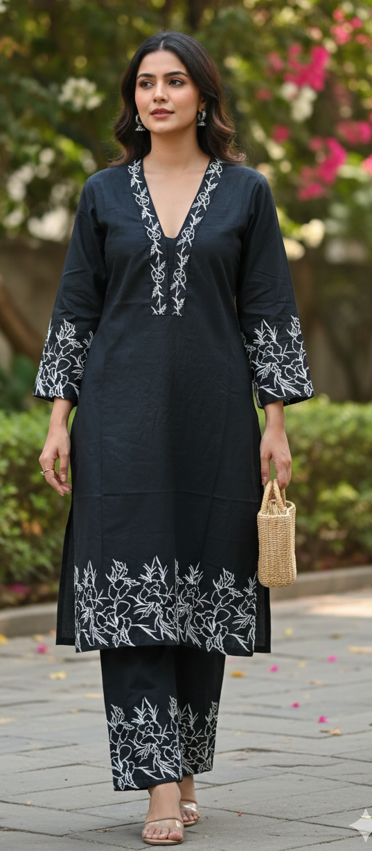 Black colour Reyon cotton cordset (Z0525)
