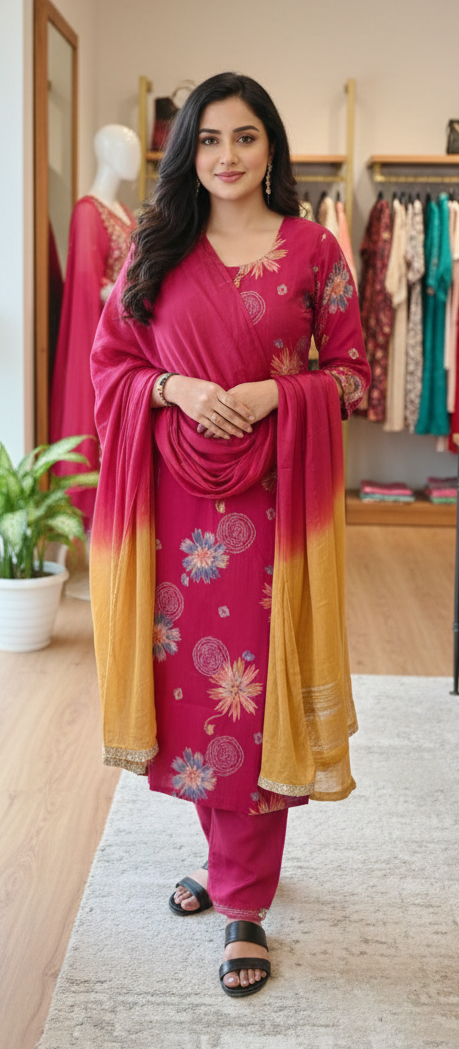 Pink colour Maslein fabric (Z0552)