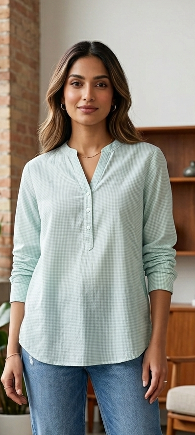 Light blue colour pure cotton fabric top (Z0749)