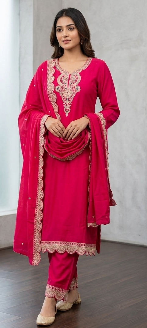 Pink colour party wear 3 piece suit (Z0769)