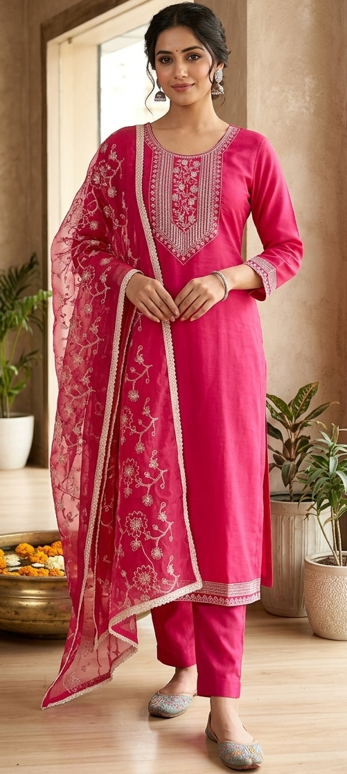 Pink colour party wear 3 piece suit (Z0768)