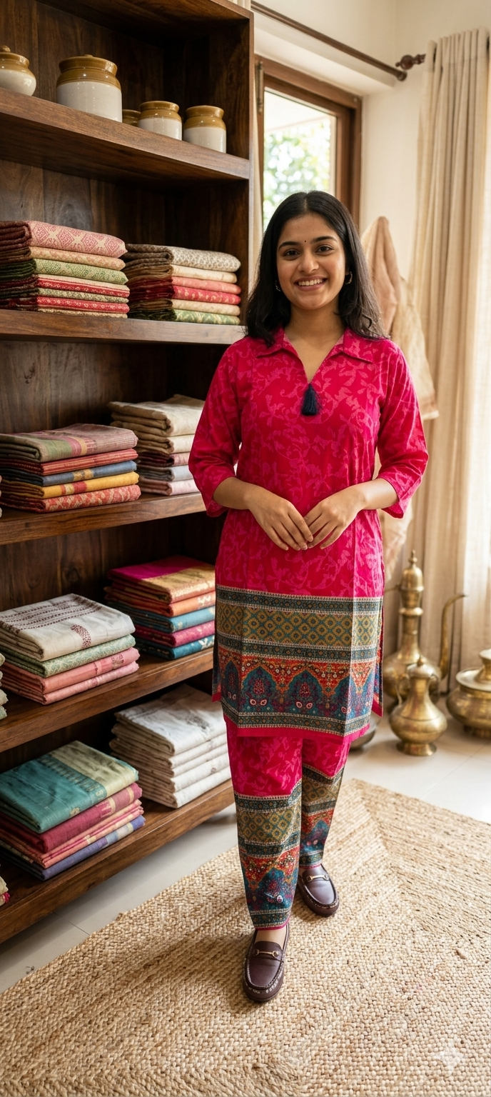 Pink colour co-ord set reyon cotton fabric (Z0793)