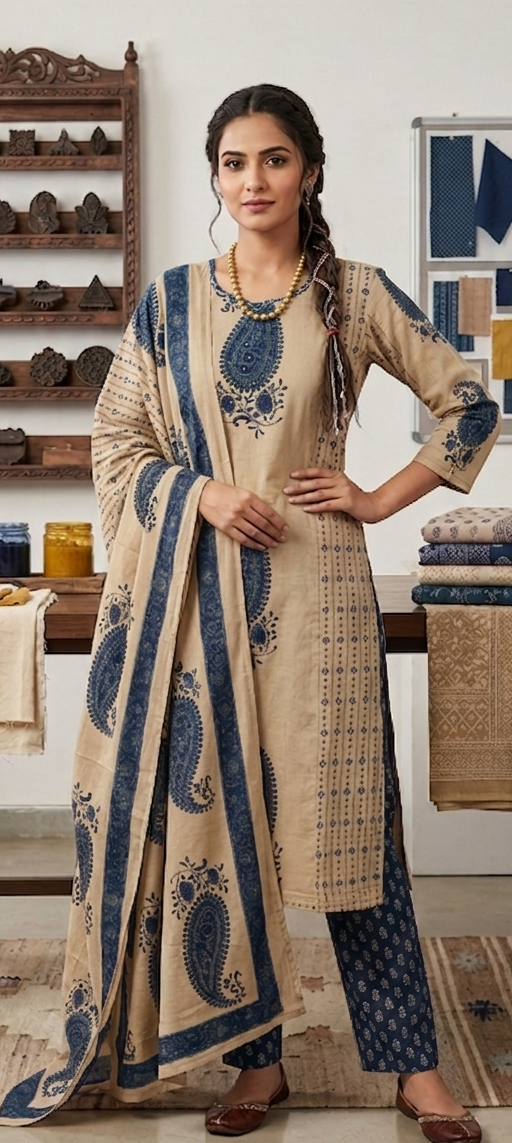 Blue colour pure cotton fabric 3 piece suit (Z0854)