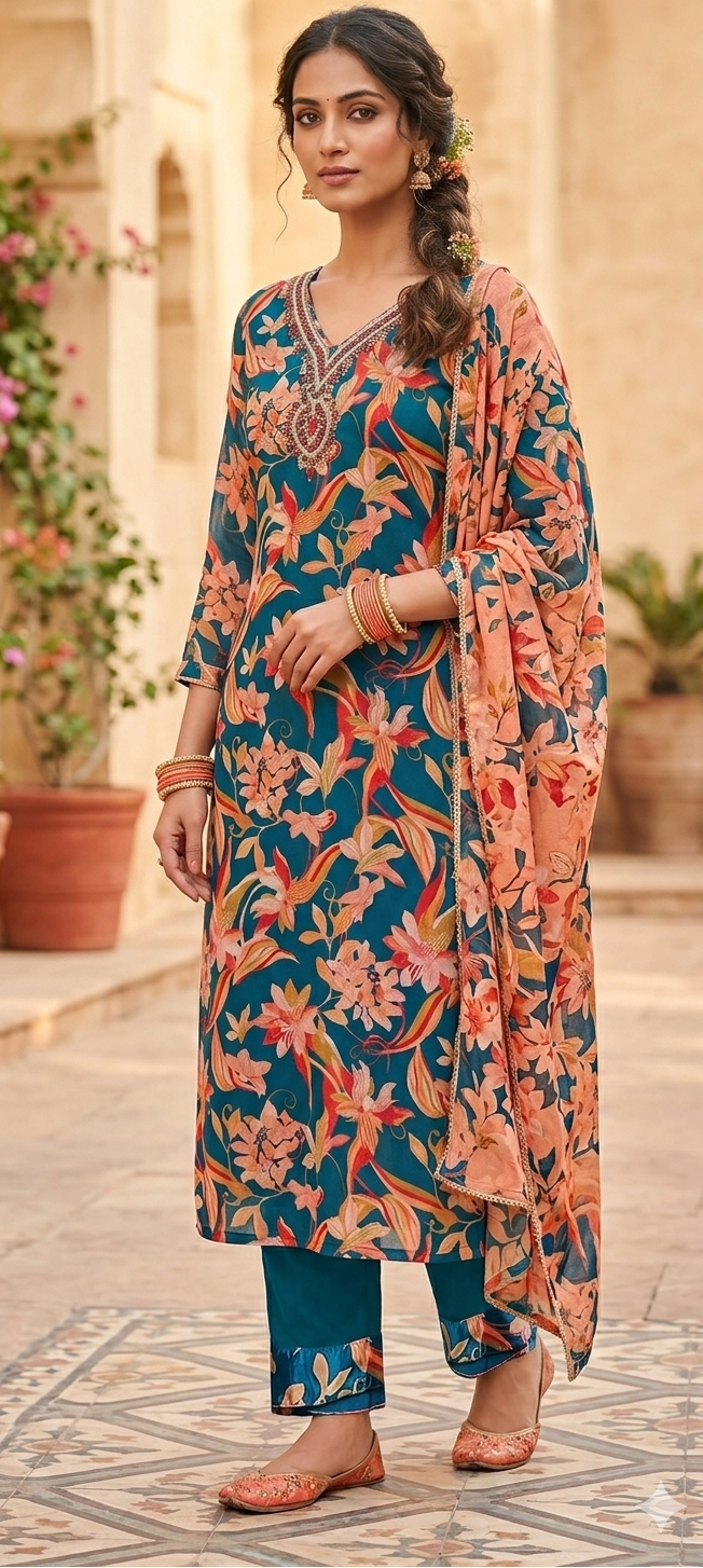 Morni colour chinon fabric with shantoon linning 3pc suit (Z0892)