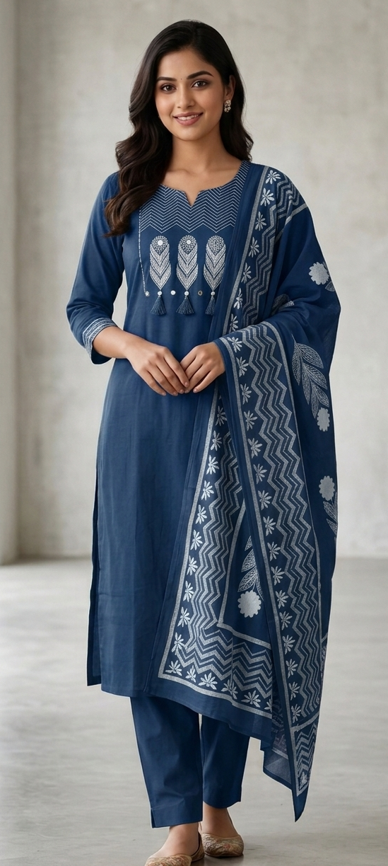 Morni colour premium cotton fabric 3pc suit (Z0889)