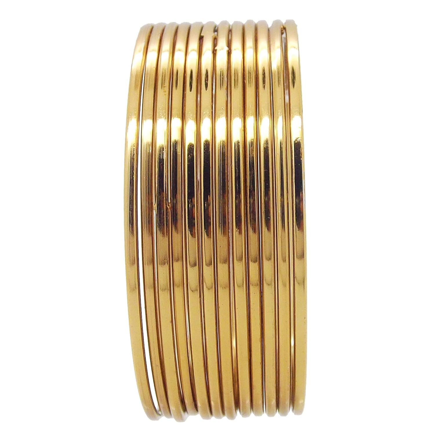 Oxidised Plain Gold Platted 12pc Bangle for Womens  2.6 (J2)