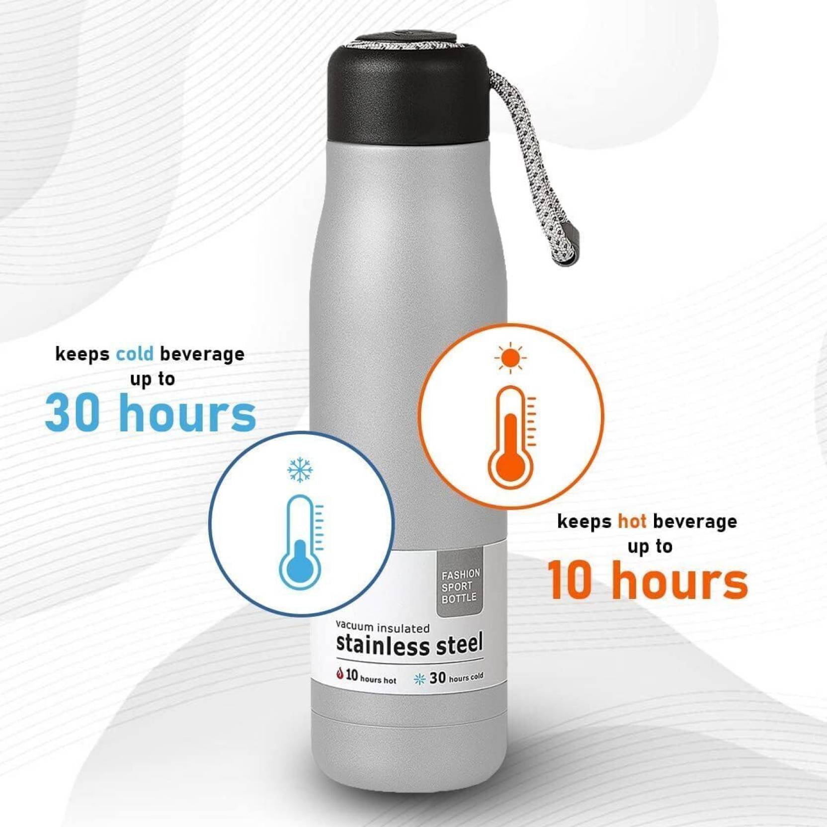 Double Wall Vacuum Insulated Water Bottle 550 ml Flask  (Pack of 1, Silver, Steel)