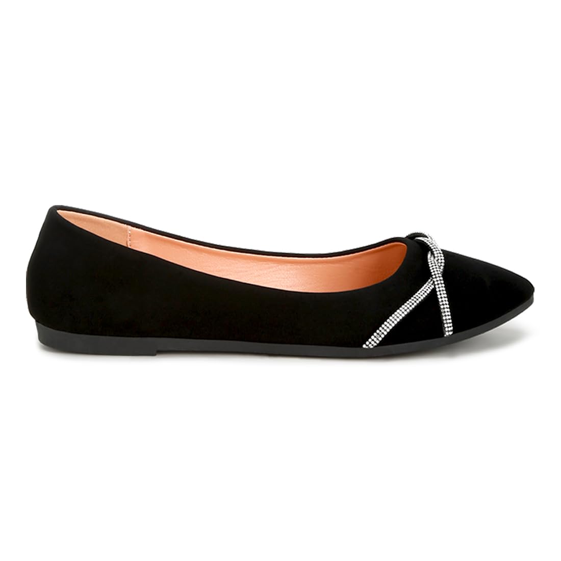 London Rag Rhinestone Faux Leather Ballerinas