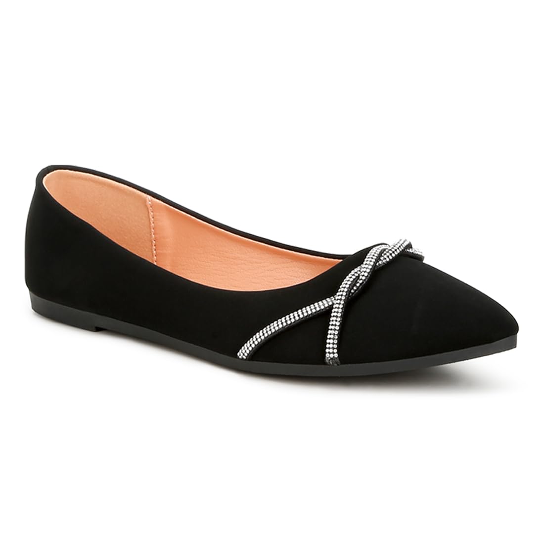 London Rag Rhinestone Faux Leather Ballerinas