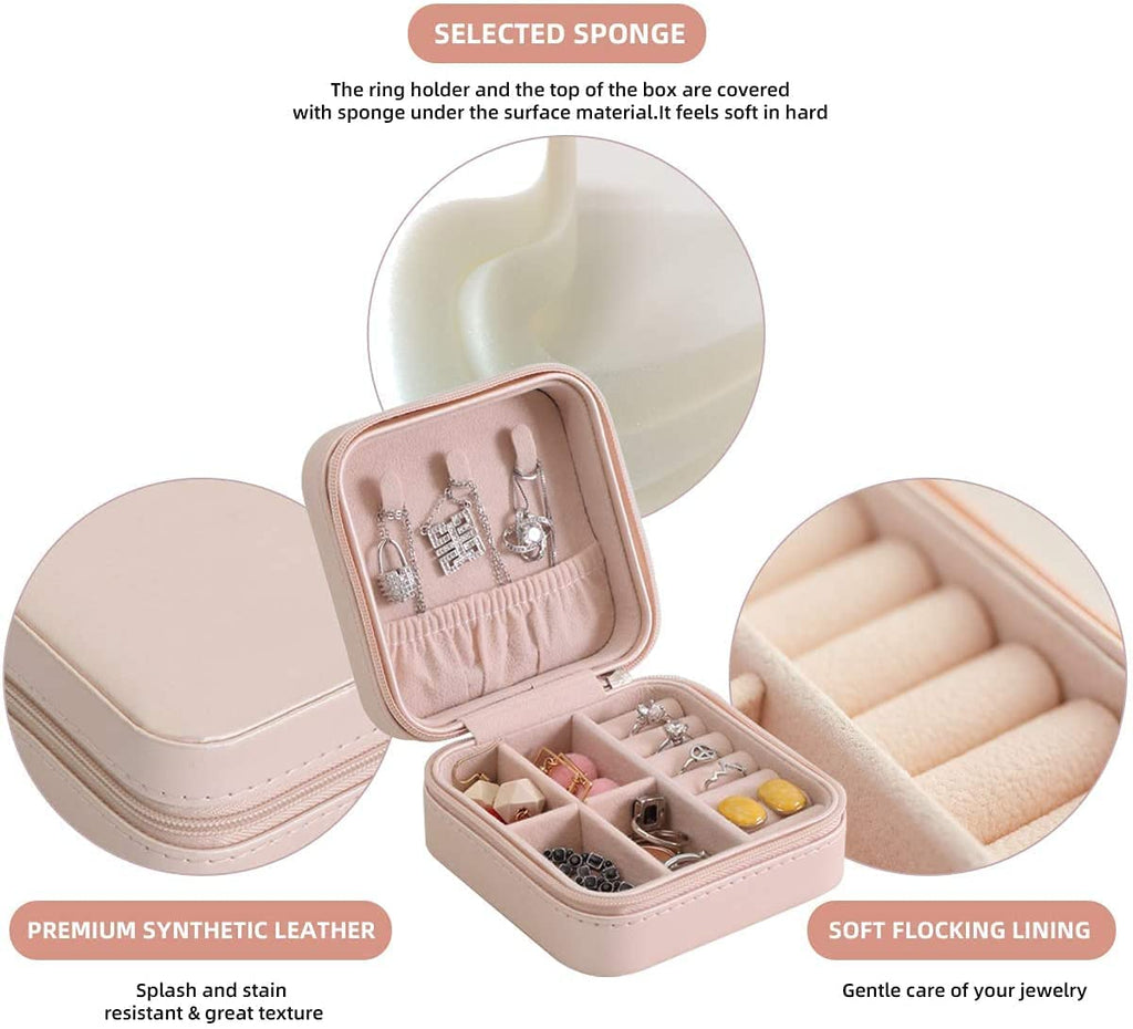 Fashion Jewellery Organisers Box PU Leather Storage Case for Rings, Earrings, Necklace - Travel Portable Jewelry Organizer for Women