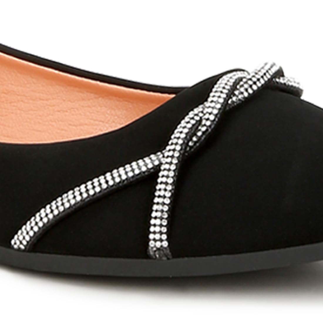 London Rag Rhinestone Faux Leather Ballerinas