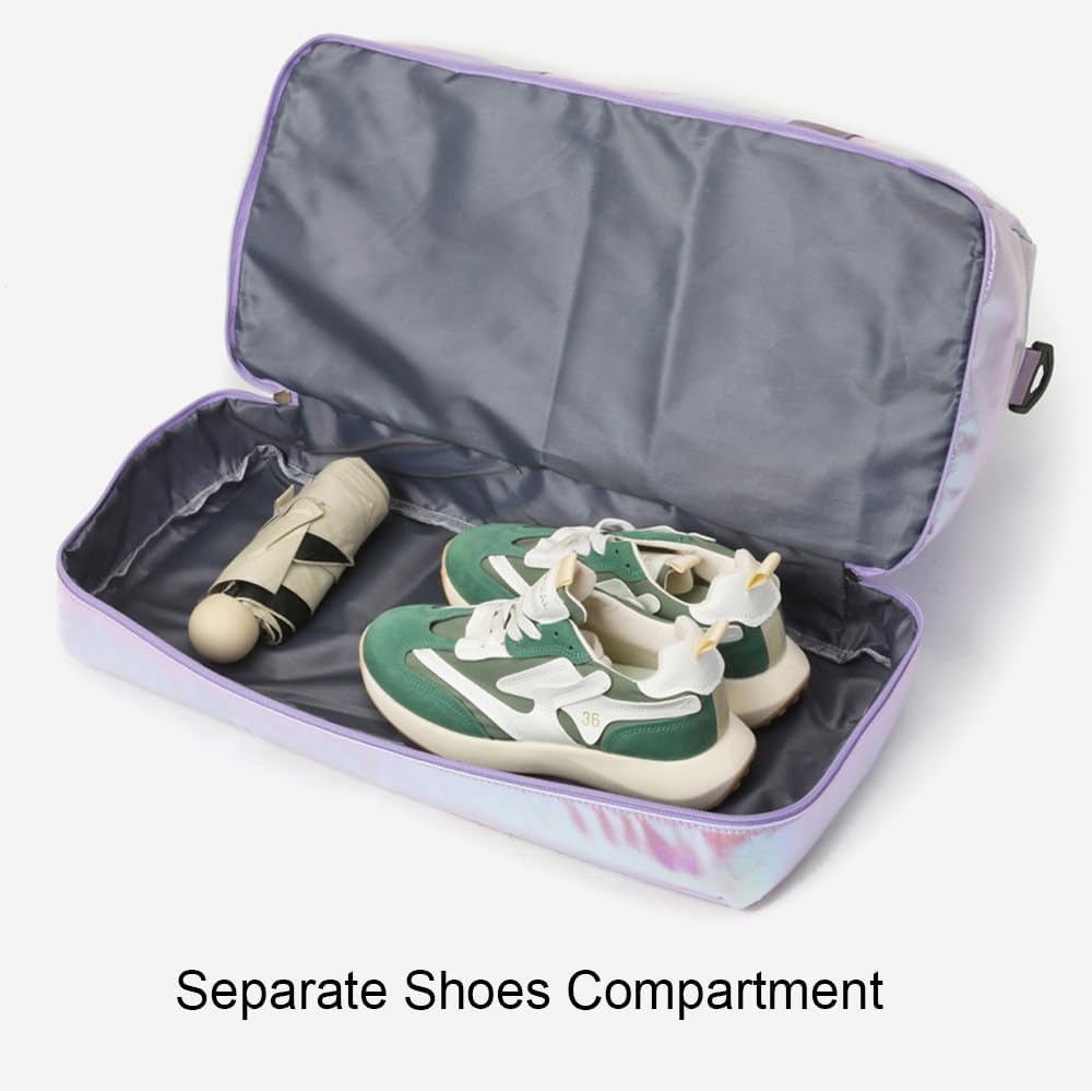 Sac de sport avec compartiment à chaussures et poche humide, sac de voyage, gymnastique, danse pour fille, sac de week-end pour femme, blanc, Sac de sport