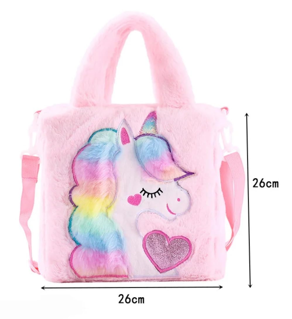 ADISA Unicorn Toddler Bag Princess Fur Crossbody Handbags Gift for Girls