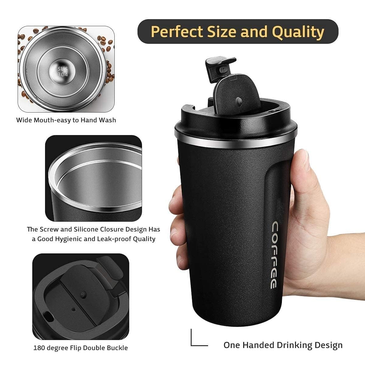 Vacuum Insulated Temperature Display Coffee Mug Stainless Steel Coffee Mug | Insulated Travel Mug | Double-Walled Insulation Hot and cold Smart Coffee Tumbler Travelling Mug
