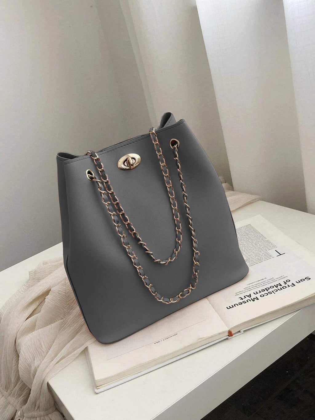Envias Leatherette Handbags For Women's Ladies (ChainStrap_Black_EVS-110)-2 (Black)