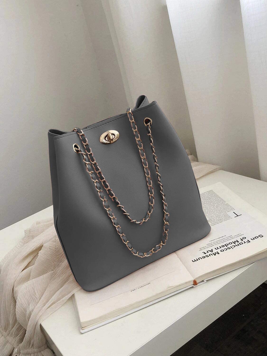 Envias Leatherette Handbags For Women's Ladies (ChainStrap_Black_EVS-110)-2 (Black)