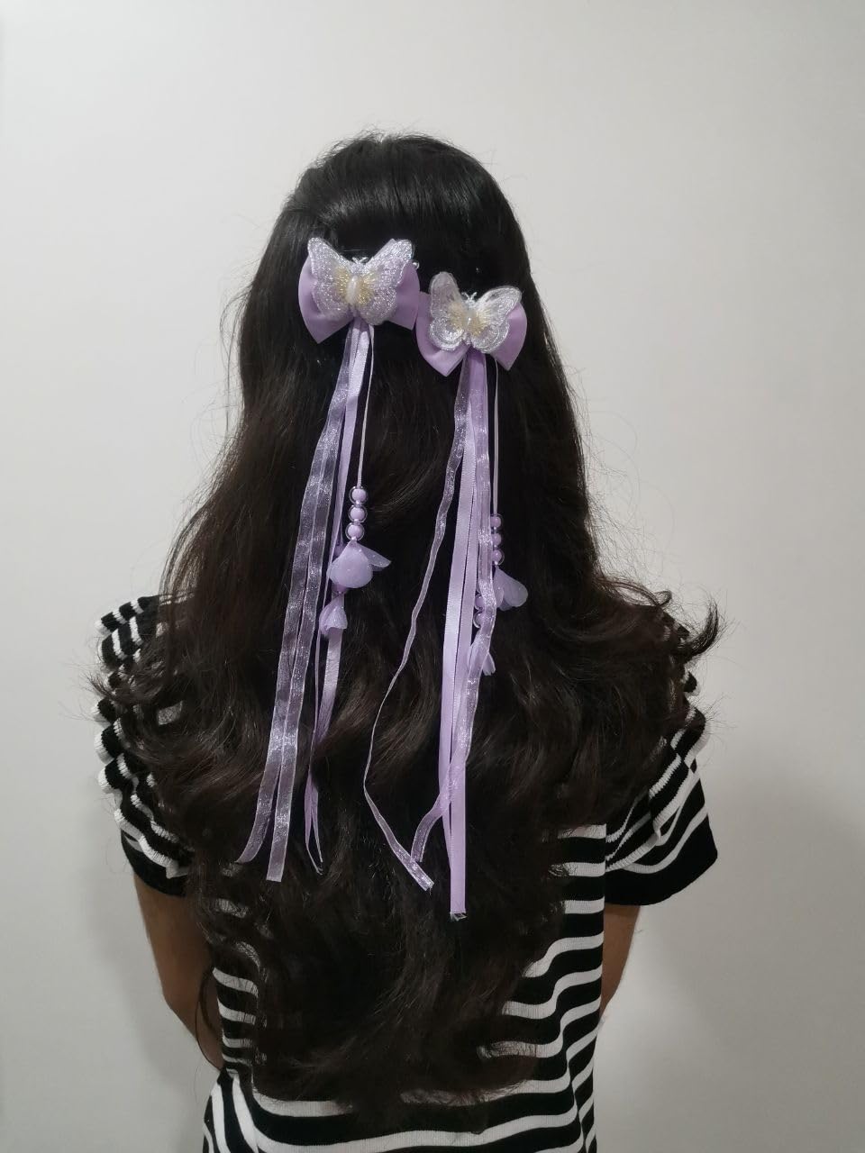 FROWWY Children's Hair Accessories – Bow Fringe Hairpin Streamer Pair, Antique Butterfly Tassel Hair Clips for Girls, Antique Bow Ribbon Hairpin (MULTI COLOUR) (4, STONE BUTTERFLY)