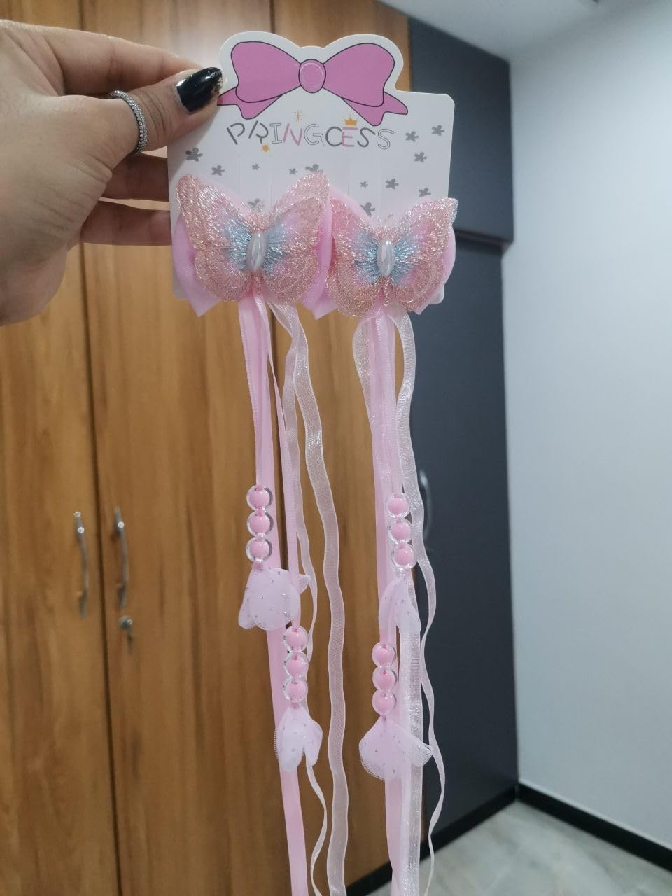 FROWWY Children's Hair Accessories – Bow Fringe Hairpin Streamer Pair, Antique Butterfly Tassel Hair Clips for Girls, Antique Bow Ribbon Hairpin (MULTI COLOUR) (4, STONE BUTTERFLY)