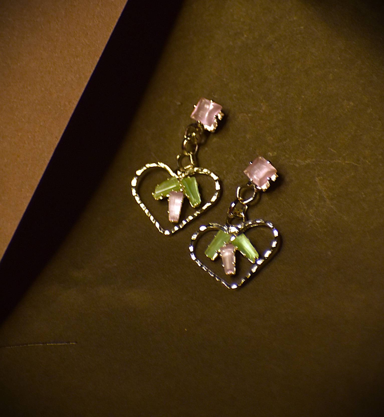 Diamond Stone Heart Shape Earring Alloy Drops & Danglers