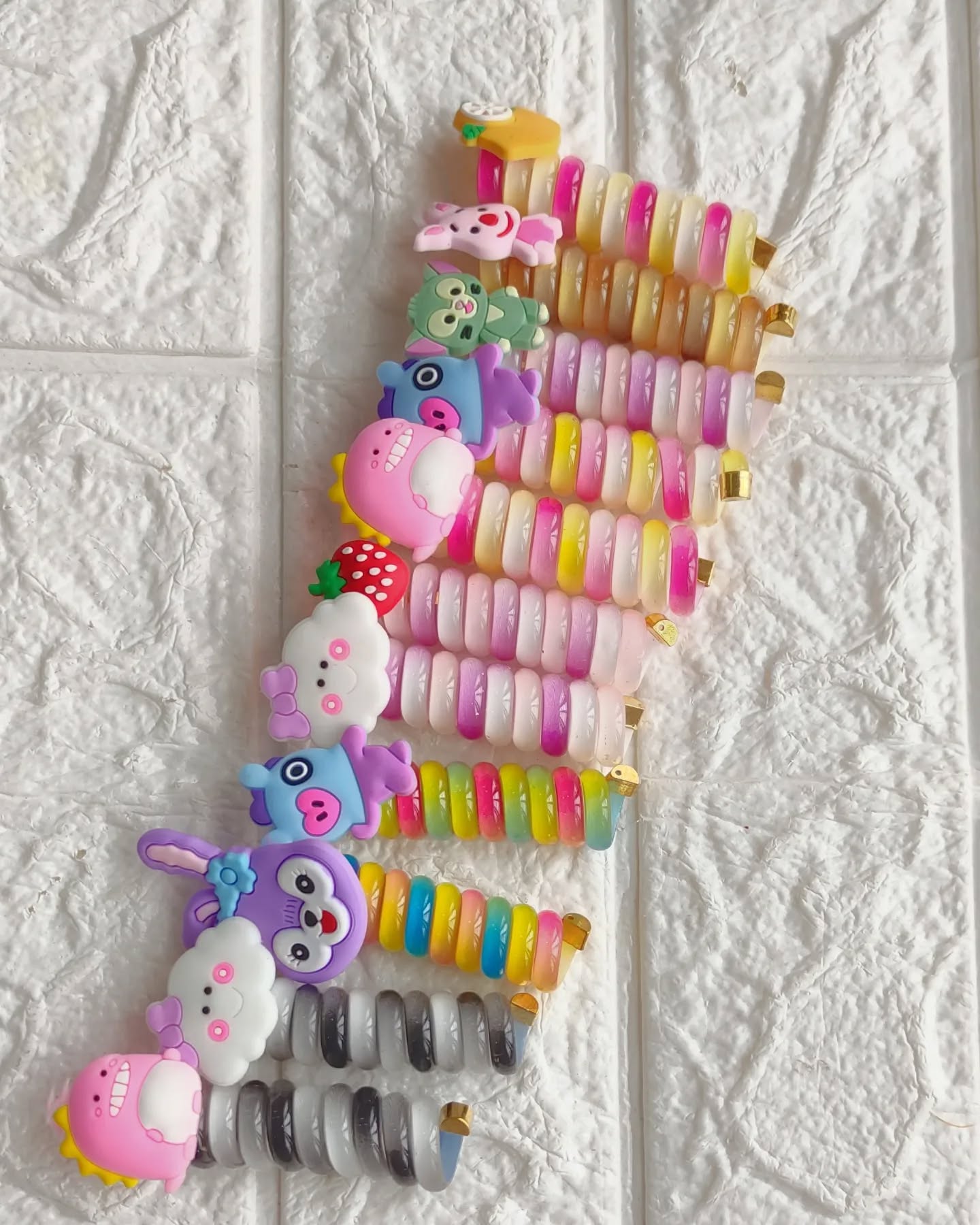 Colorful Butterfly Telephone Wire Coil 2Pair 4 Pc
