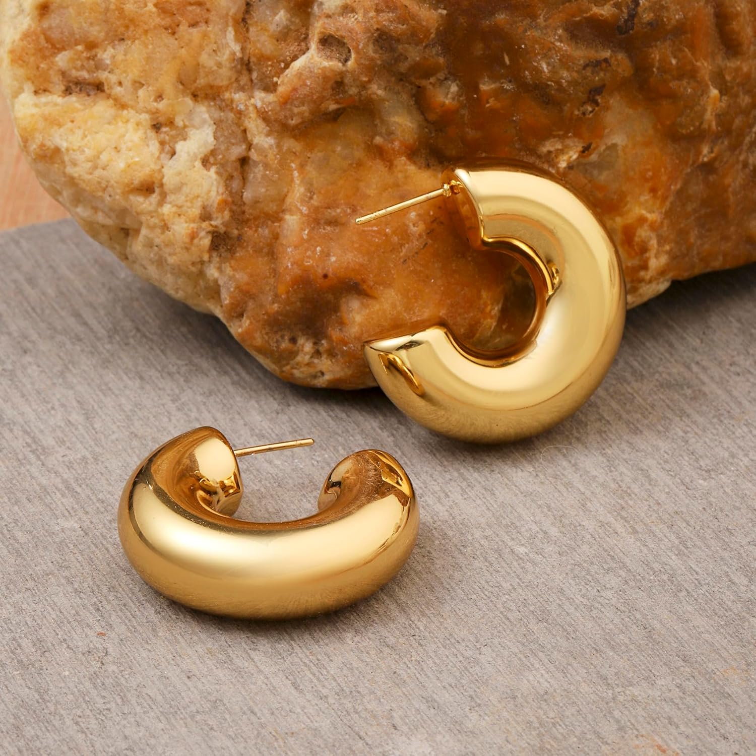 SALTY Roundy Gold Hoop Earring for Women & Girls | Ear Tops | Latest | Trendy | Fancy | Stylish | Birthday Gift | Aesthetic Jewellery | Accessories for Everyday Wear