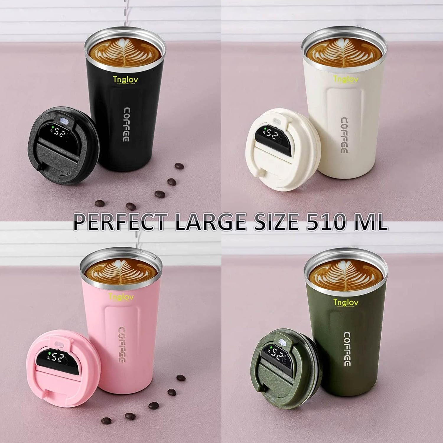Vacuum Insulated Temperature Display Coffee Mug Stainless Steel Coffee Mug | Insulated Travel Mug | Double-Walled Insulation Hot and cold Smart Coffee Tumbler Travelling Mug