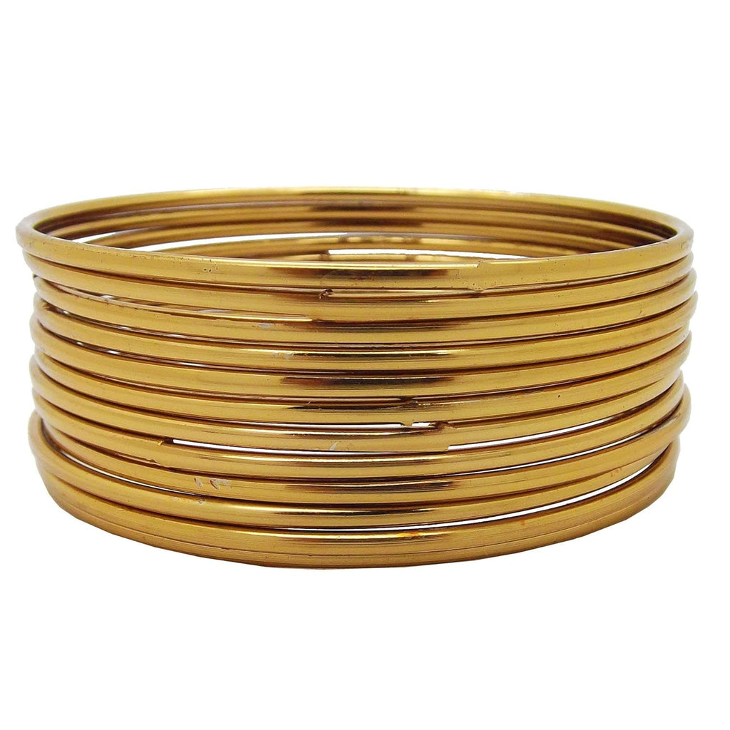 Oxidised Plain Gold Platted 12pc Bangle for Womens (J1)