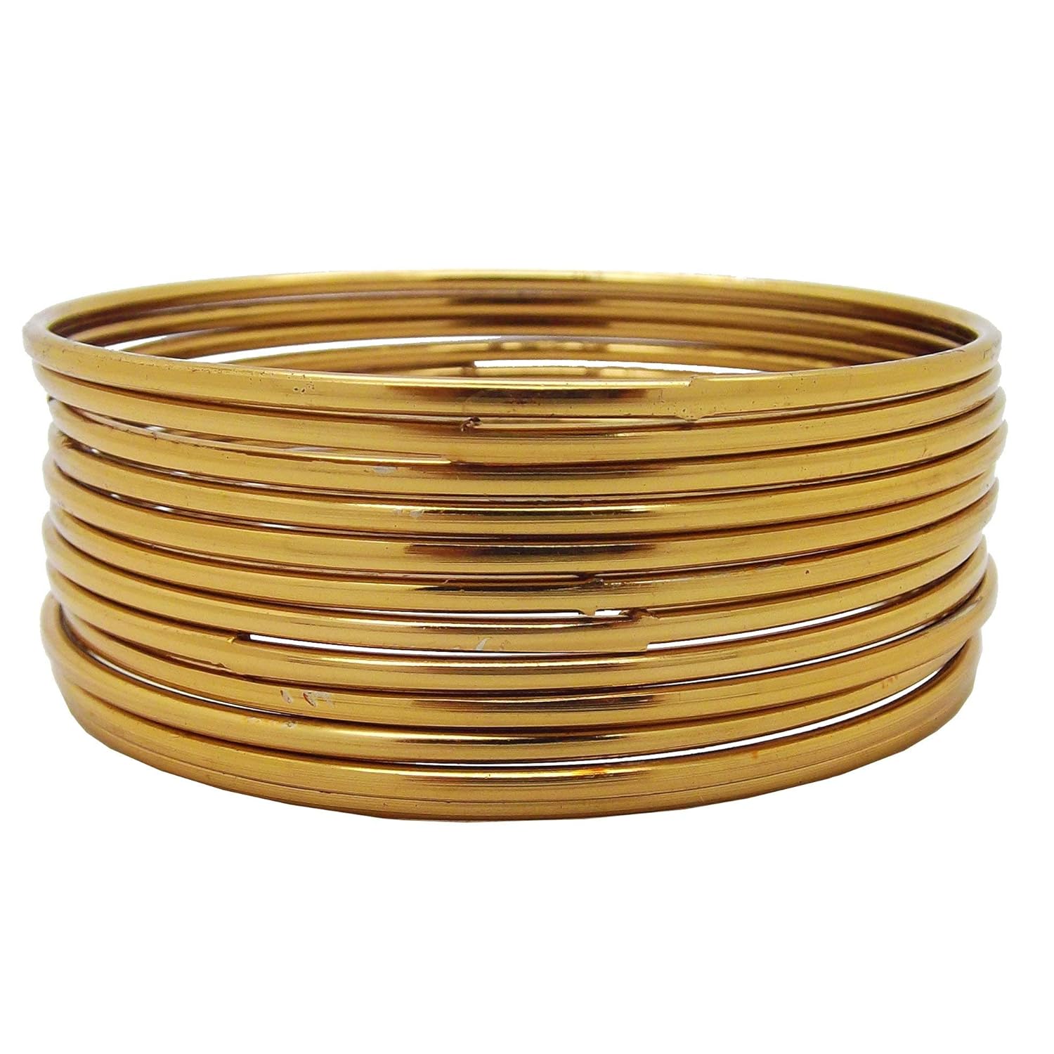 Oxidised Plain Gold Platted 12pc Bangle for Womens (J6)