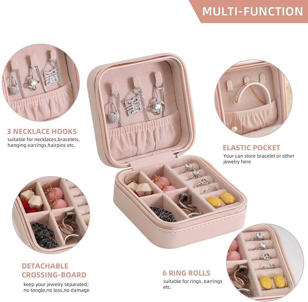 Fashion Jewellery Organisers Box PU Leather Storage Case for Rings, Earrings, Necklace - Travel Portable Jewelry Organizer for Women