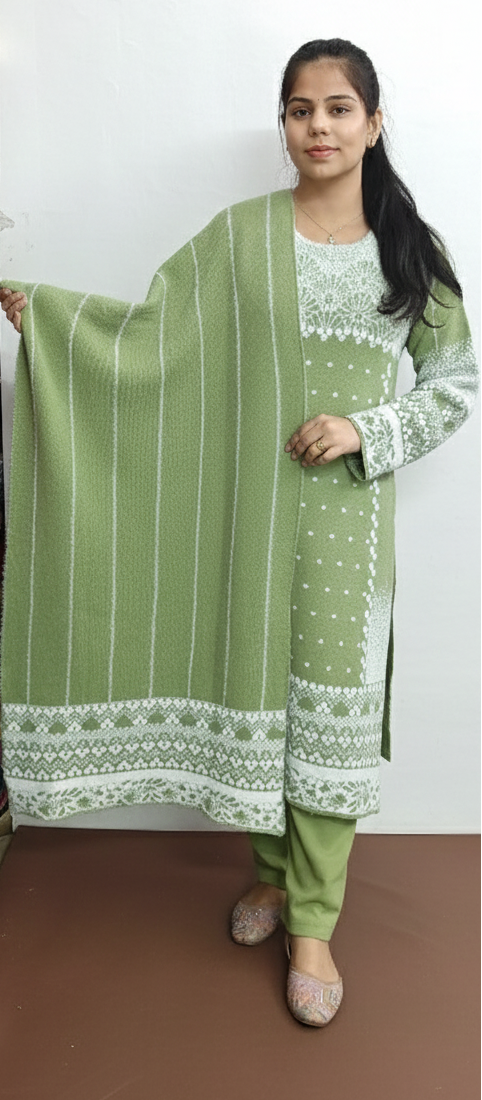 Pista Colour Woolen Beautiful 3 Piece Suit (ZO411)