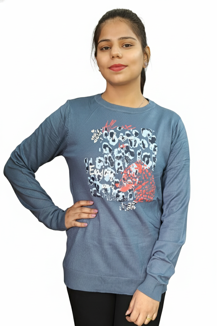 Blue colour woolen top (ZO437)