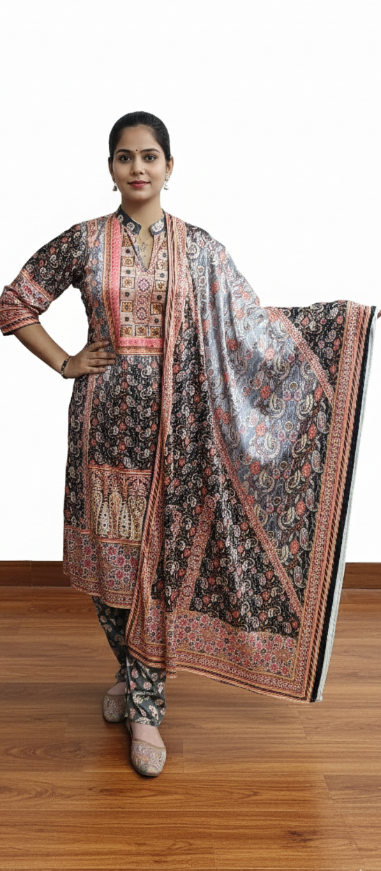 Multi colour Crush velvet 3 piece suit (ZO428)