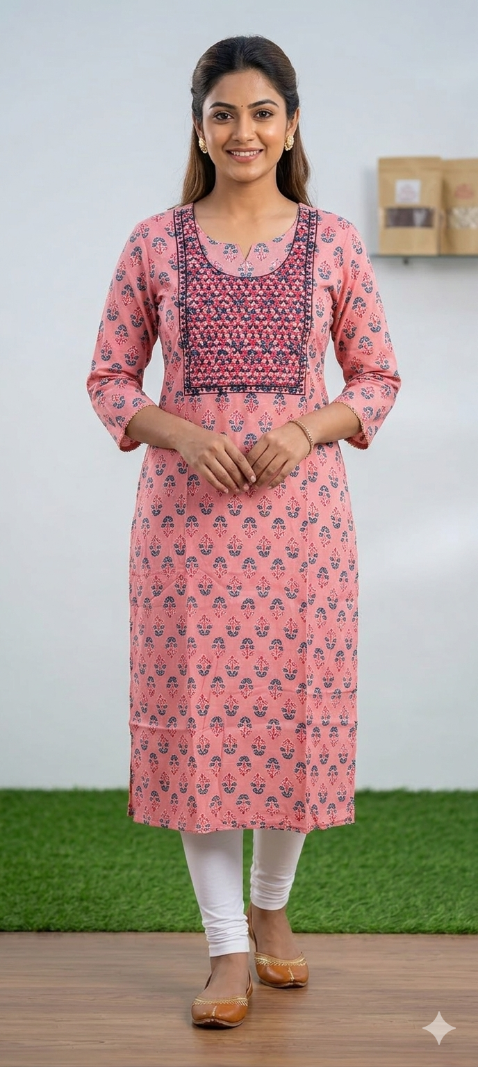 Pink colour cotton fabric kurti (Z0607)