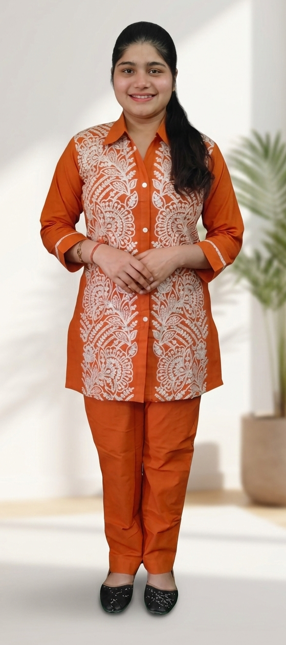 Orange colour Premium  cotton cordset (Z0590)