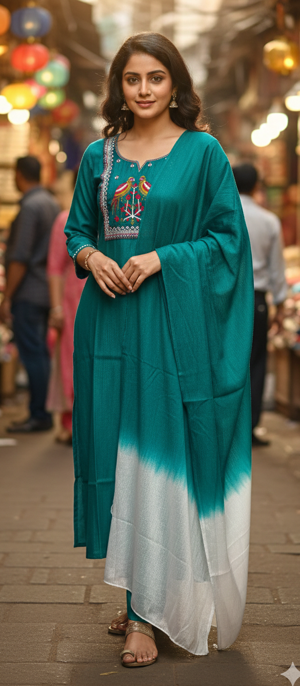 Firoji colour cotton fabric 3 piece suite (Z0538)