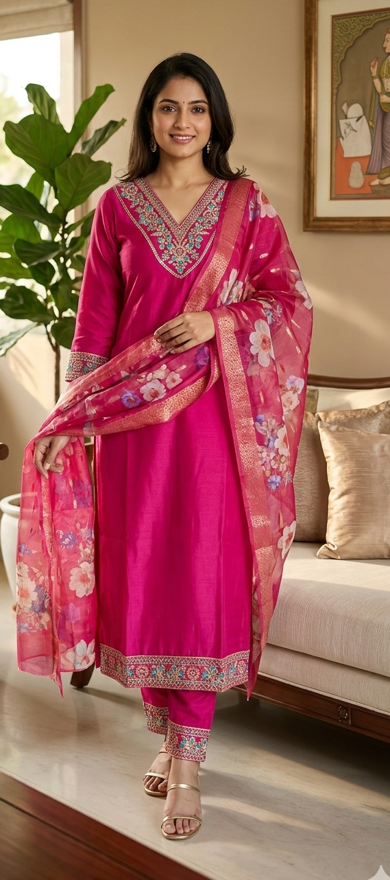 Pink colour vatican fabric 3 piece suit (Z0600)