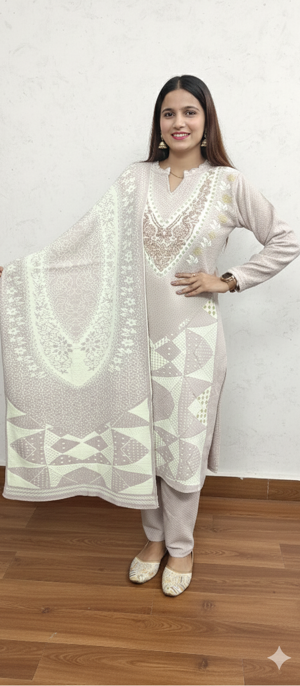 Pastel colour woolen 3 piece suit (ZO432)