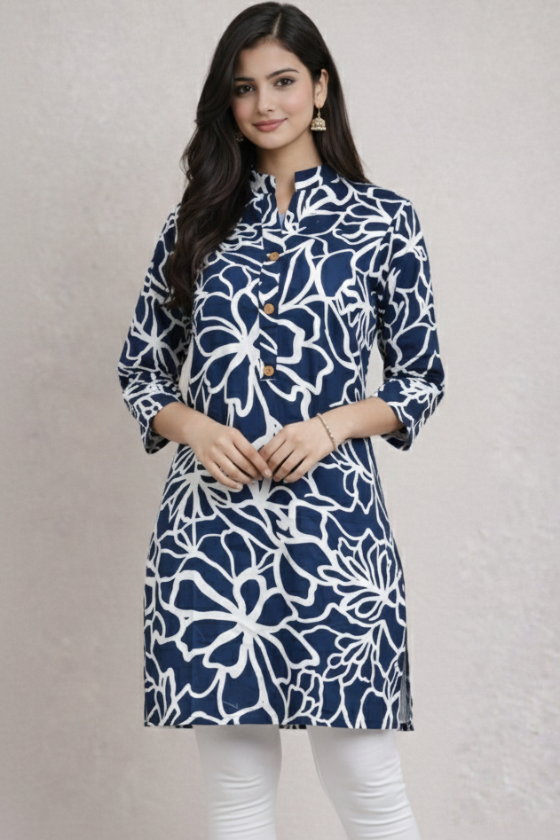 Blue colour cotton  short Kurti (Z0509)