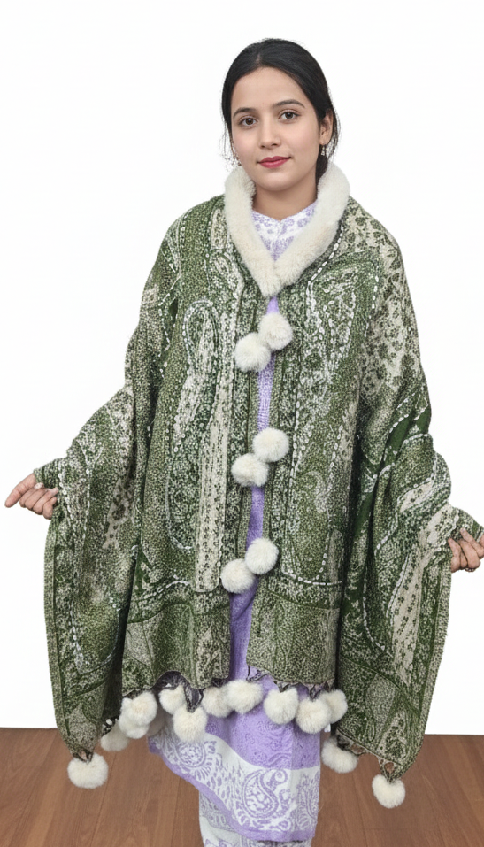Green Colour Beautiful Pounchu (ZO405)