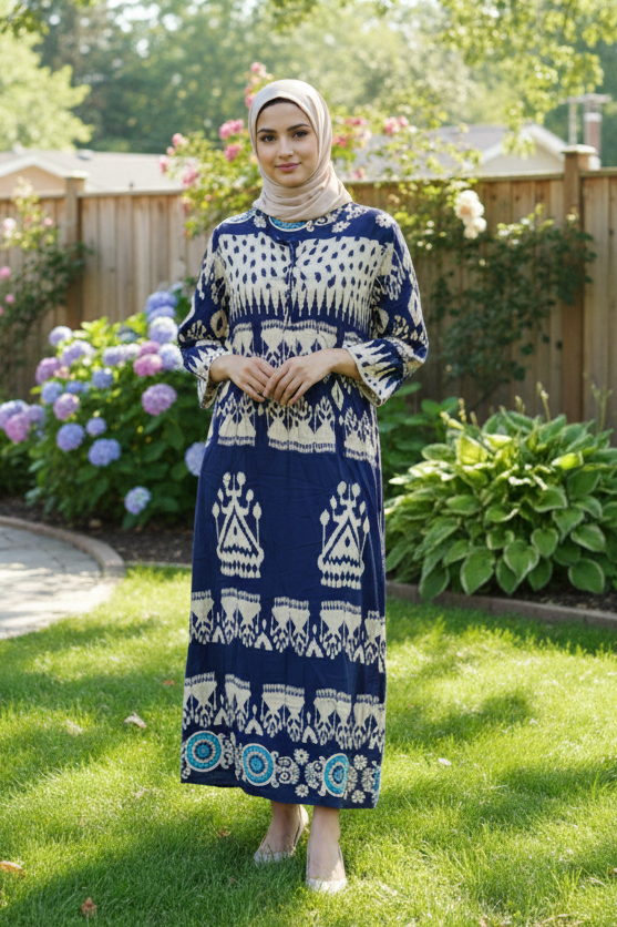 Blue colour Cotton Gown (Z0468)