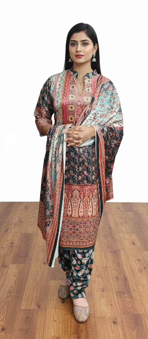 Multi colour Crush velvet 3 piece suit (ZO426)