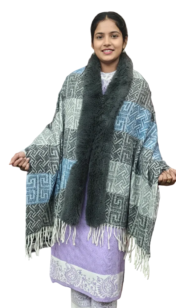 Grey and blue colour beautiful Pounchu (ZO408)