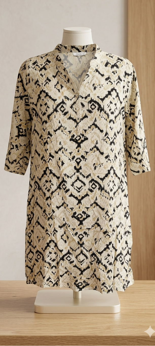 Cream colour reyon cotton middi with ballon sleeves (Z0735)