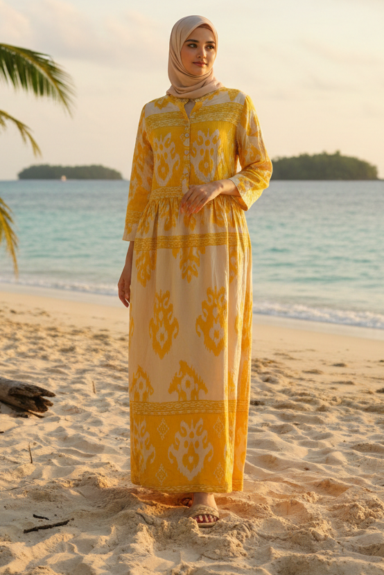 Yellow colour Cotton gown (Z0471)