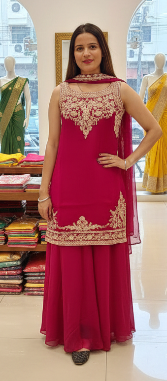 Pink colour jorjot fabric partywear dress (Z0547)